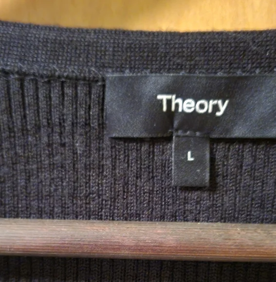 Theory Otto Striped Cardigan, Black, Brown and Cream Size L - Picture 3 of 3